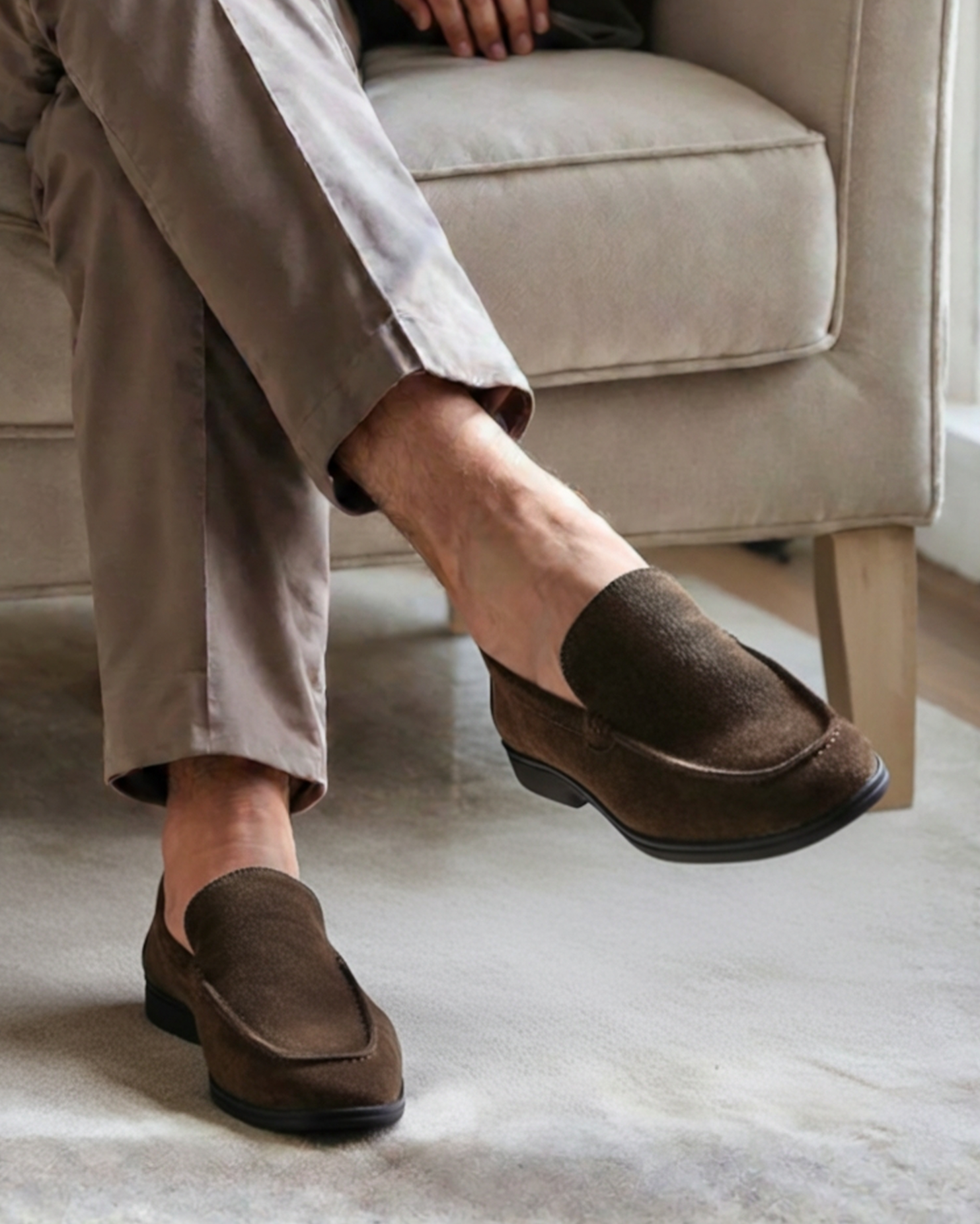 Mocassini in pelle scamosciata premium - Suola nera
