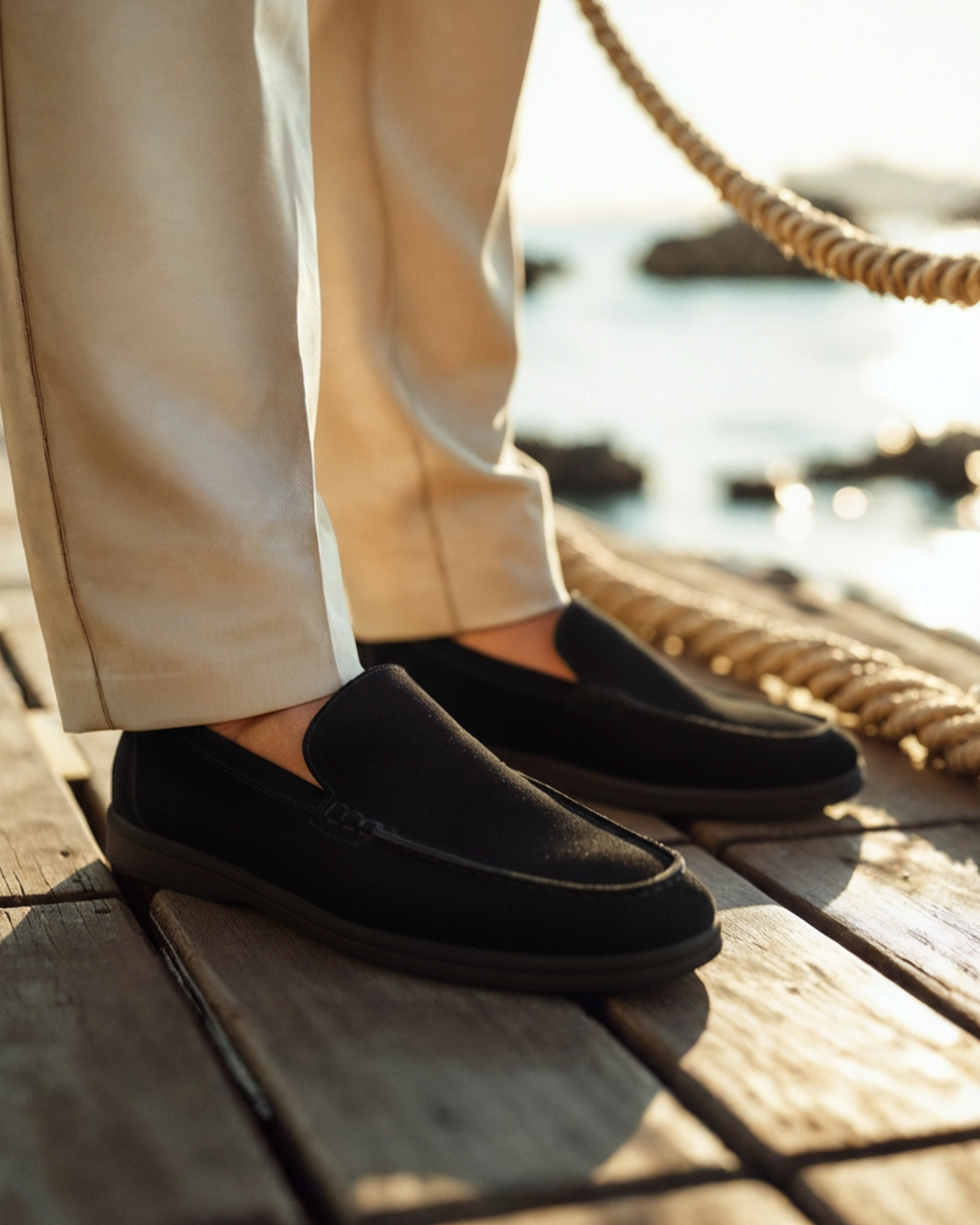 Mocassini in pelle scamosciata premium - Suola nera