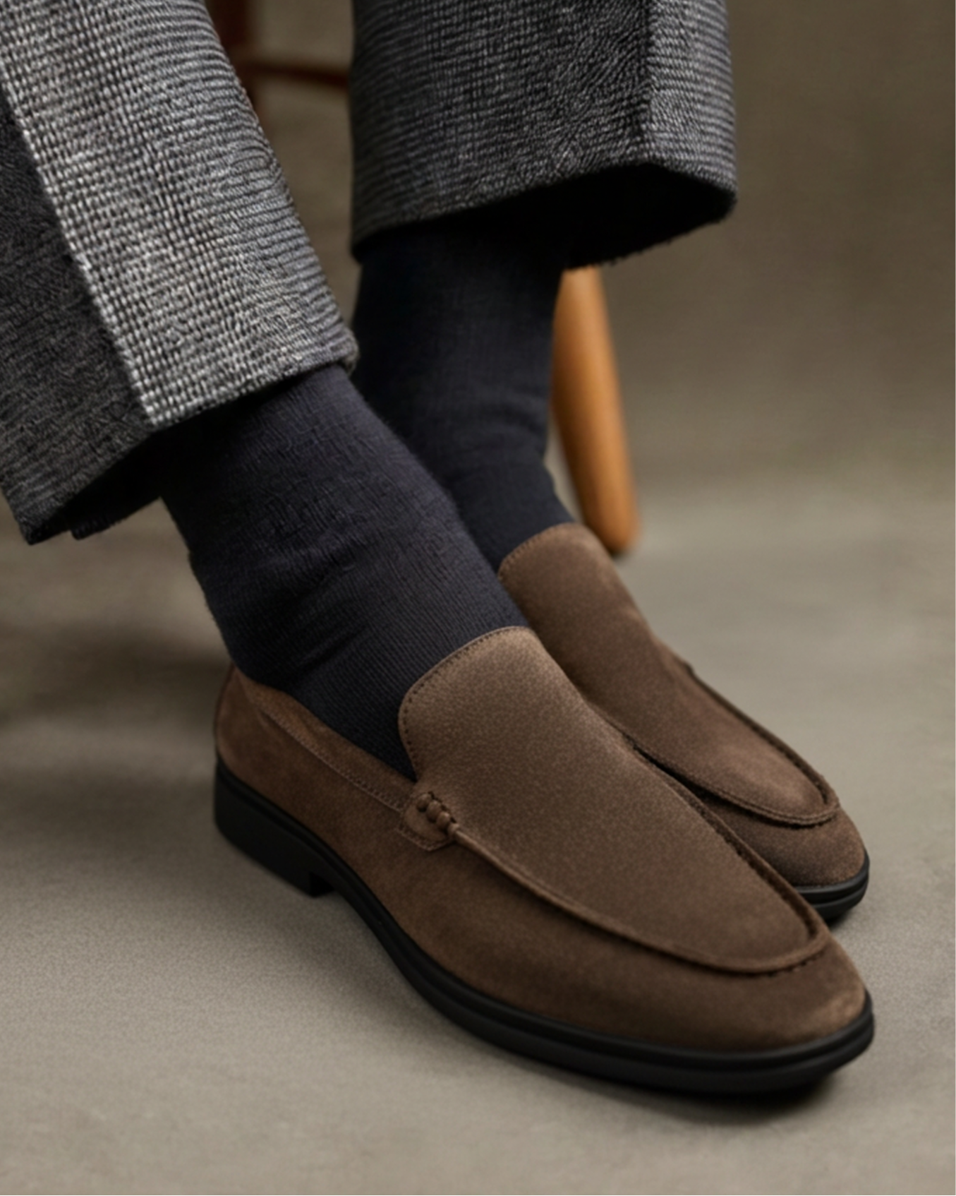 Mocassini in pelle scamosciata premium - Suola nera