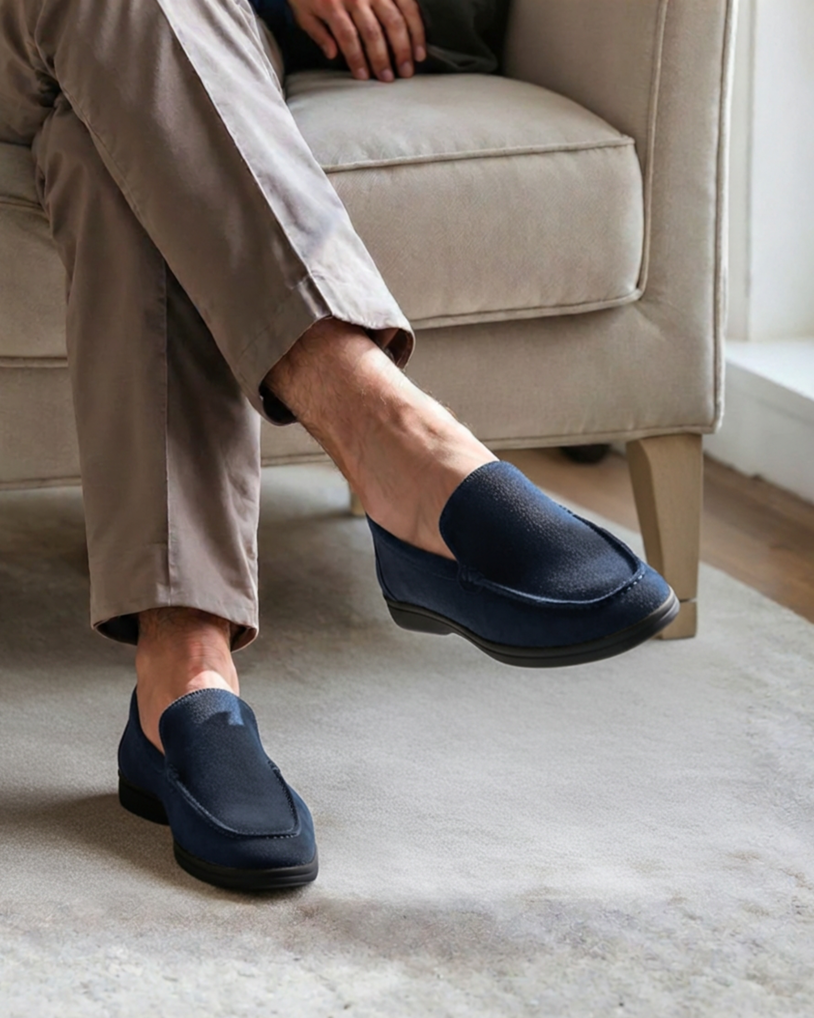 Mocassini in pelle scamosciata premium - Suola nera