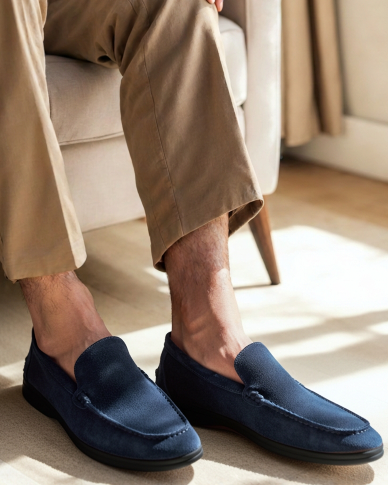 Mocassini in pelle scamosciata premium - Suola nera